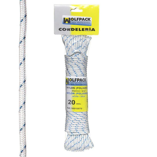 Cuerda Nylon Alta Tenacidad Blanca / Azul (madeja 20 M.)