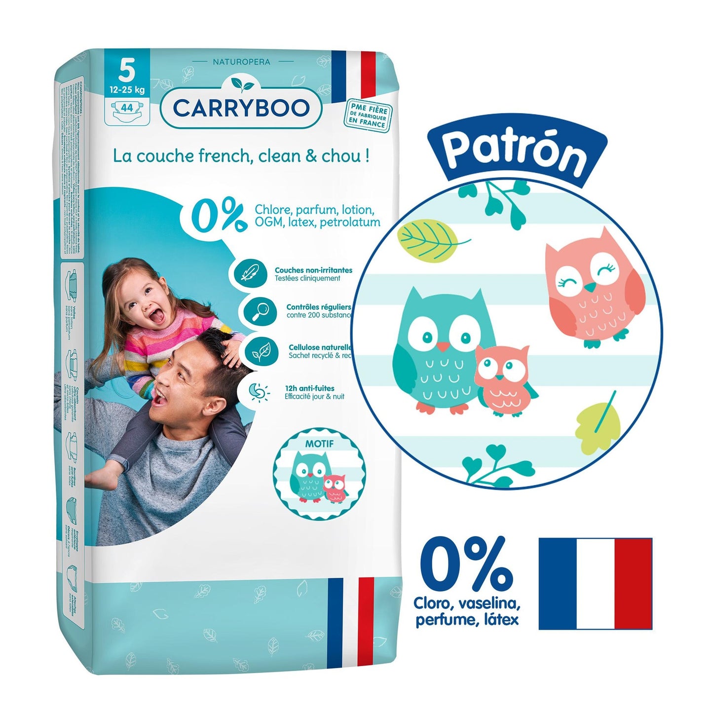 CARRYBOO - Pañales Ecológicos T5 (12-25kg) - Jumbo 44 pañales