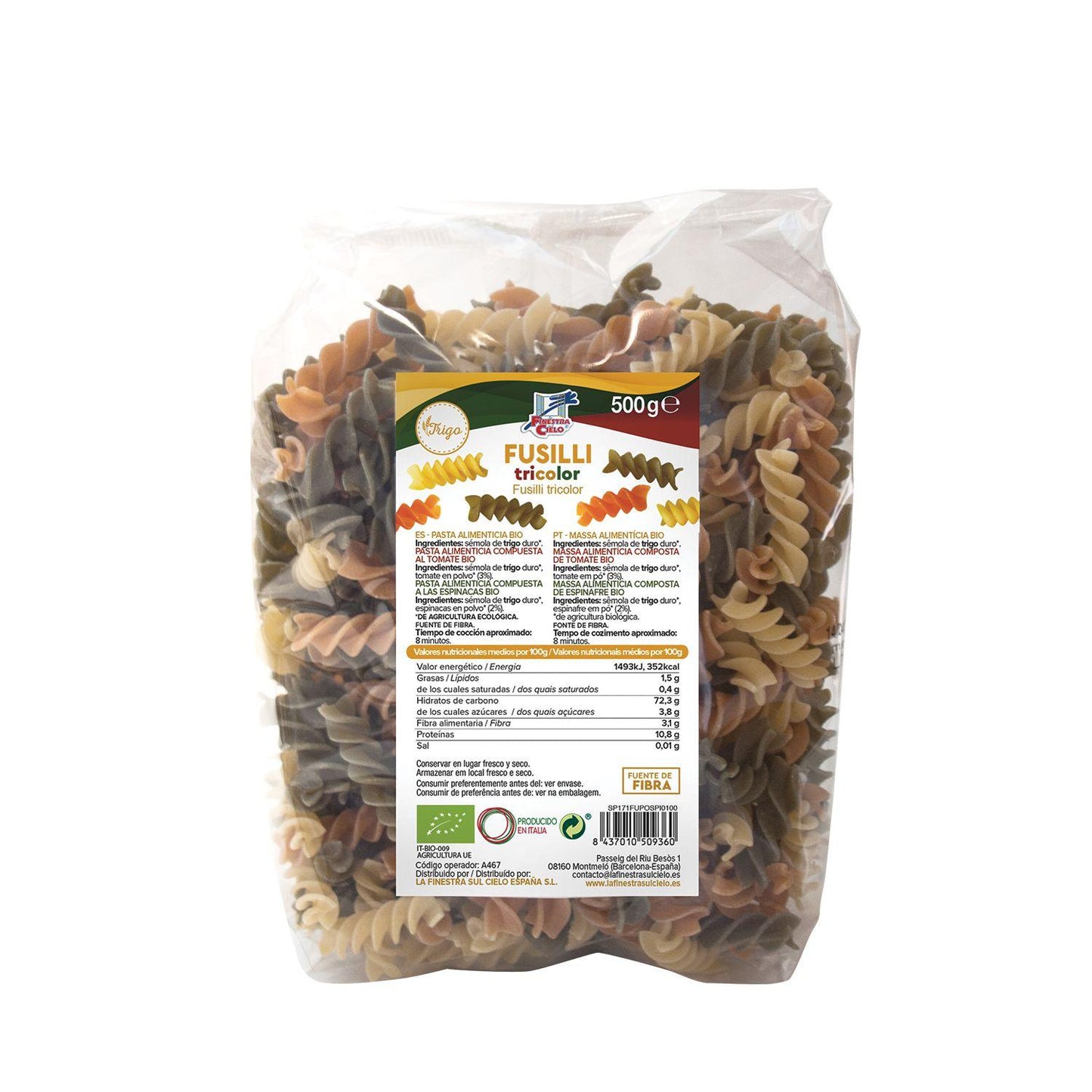 Fusilli tricolor La Finestra Sul Cielo 500 g