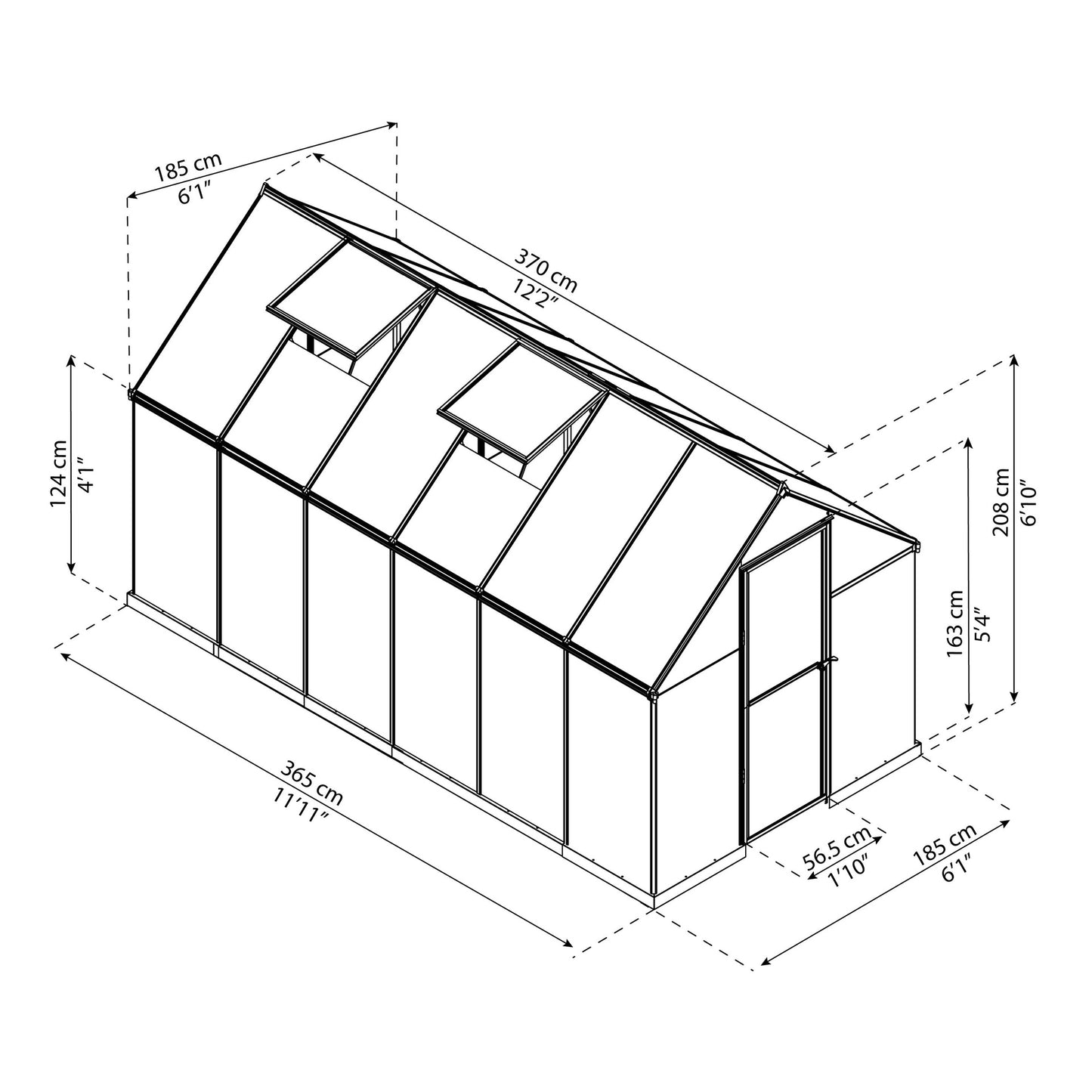 Invernadero Mythos 370x185 cm plateado