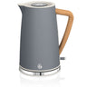 Hervidor Agua Eléctrico Nordic  Ultra Rápido, 1,7 L, Sin Bpa, Acero Inoxidable, Resistencia Oculta, Inalámbrico Swan Sk14610 Gris