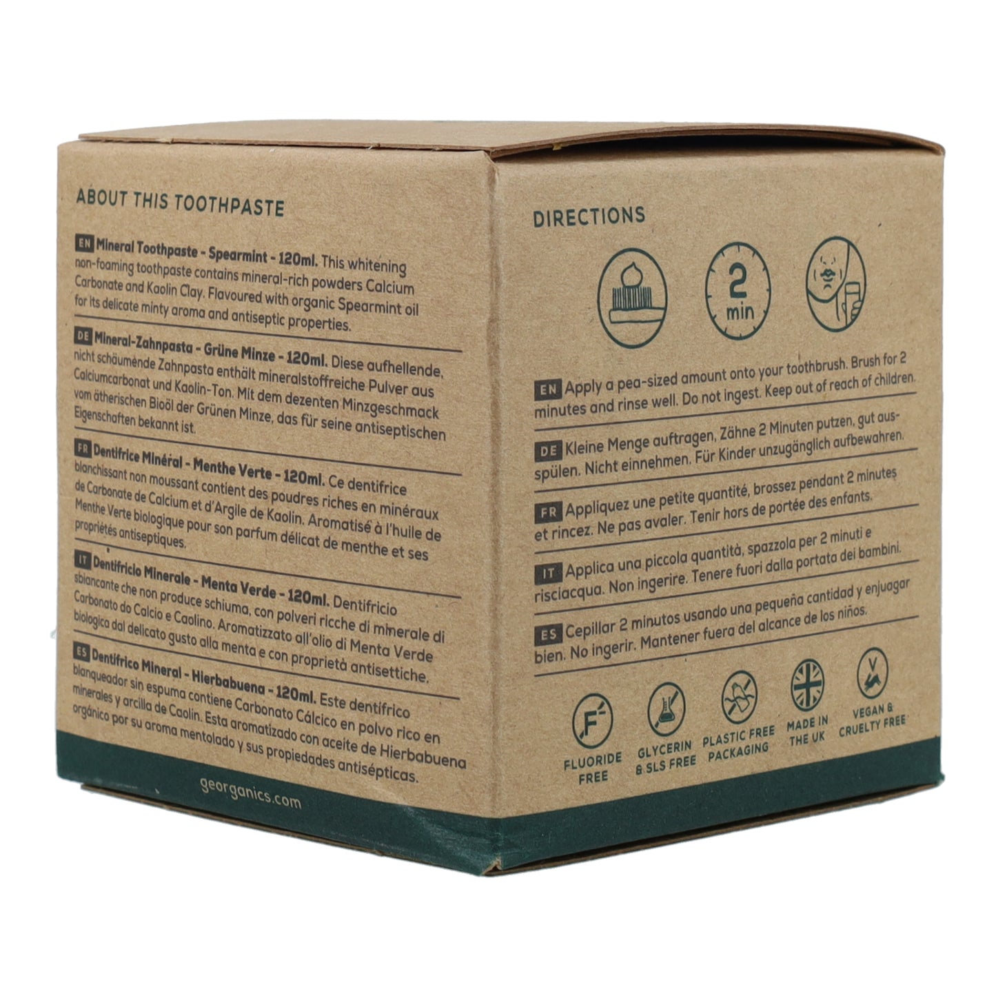 Dentífrico natural Hierbabuena y Coco Georganics 120 ml