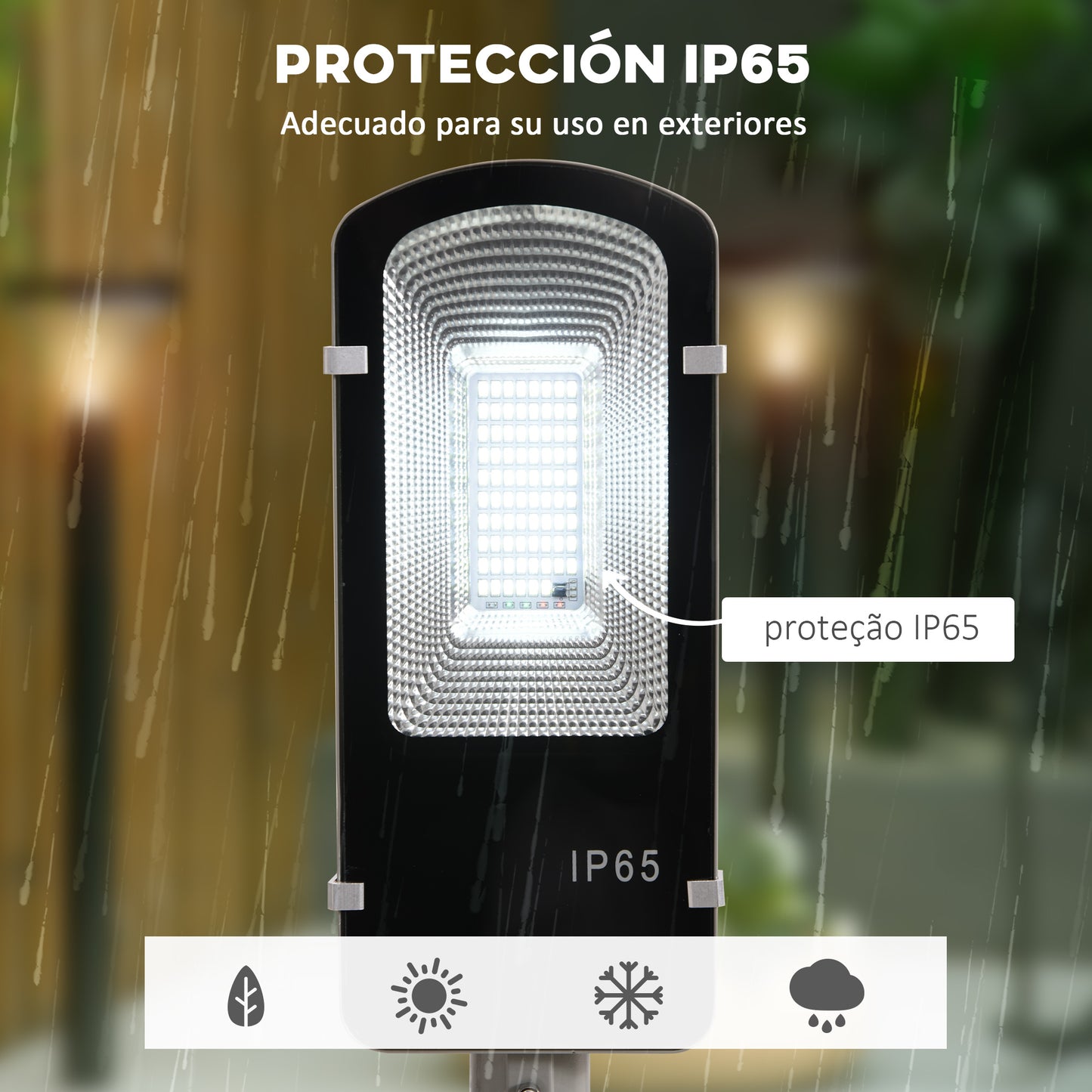 Outsunny Luz Solar Exterior Con 78 Led Ip65 Impermeable 70x36x22 Cm Plata_5