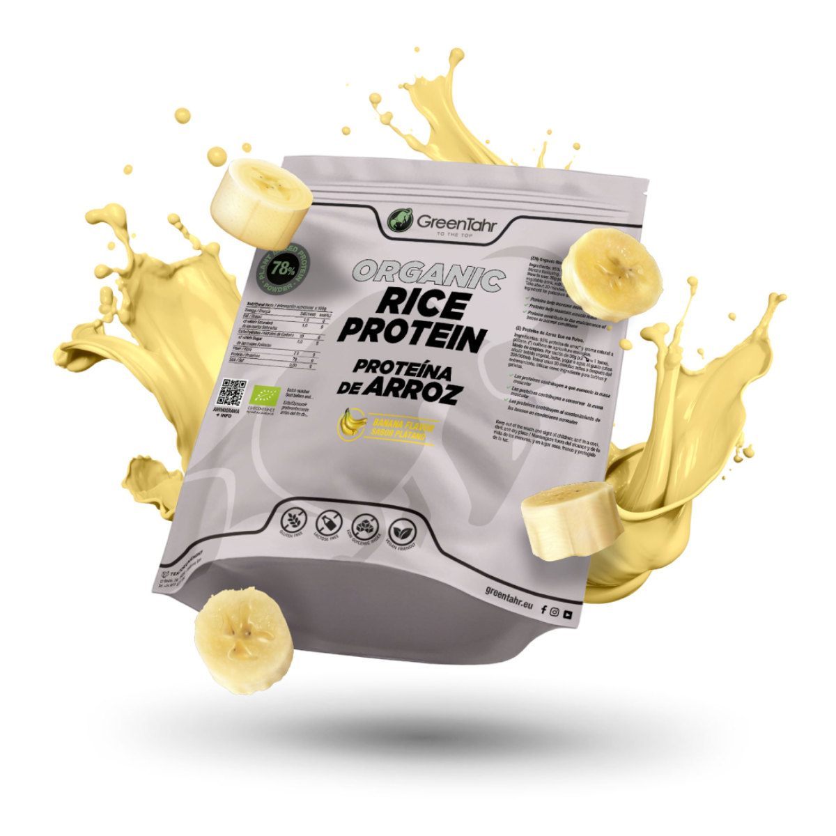 Proteína arroz ECO sabor banana Green Tahr 750g