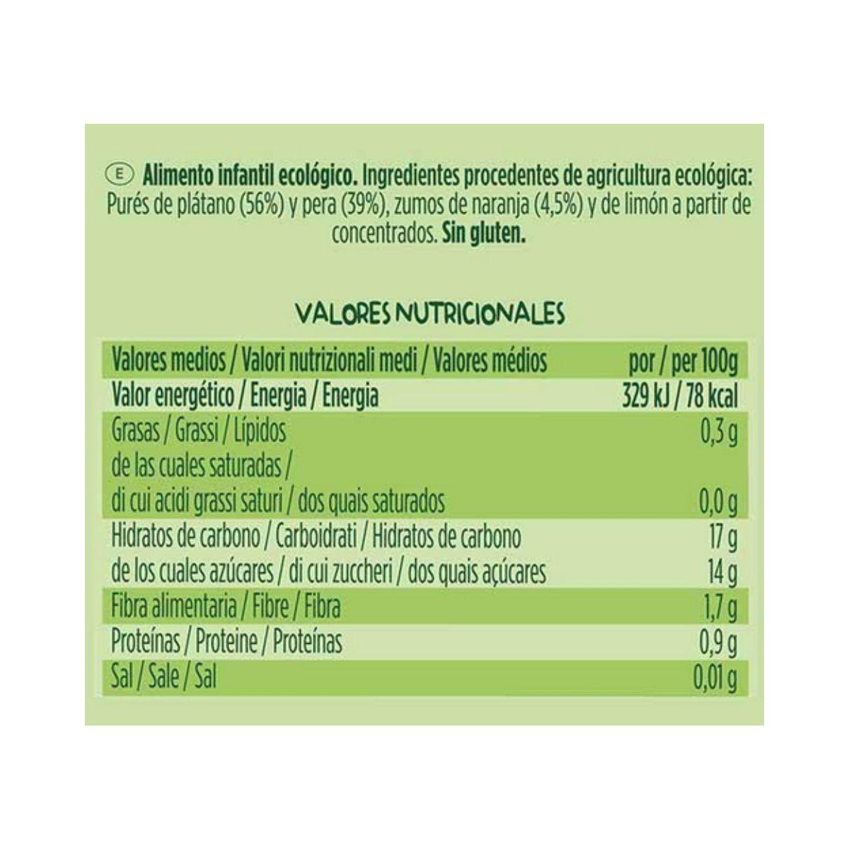Bolsita fruta 100% Eco sabor plátano,pera y naranja 100 g-Hero Solo