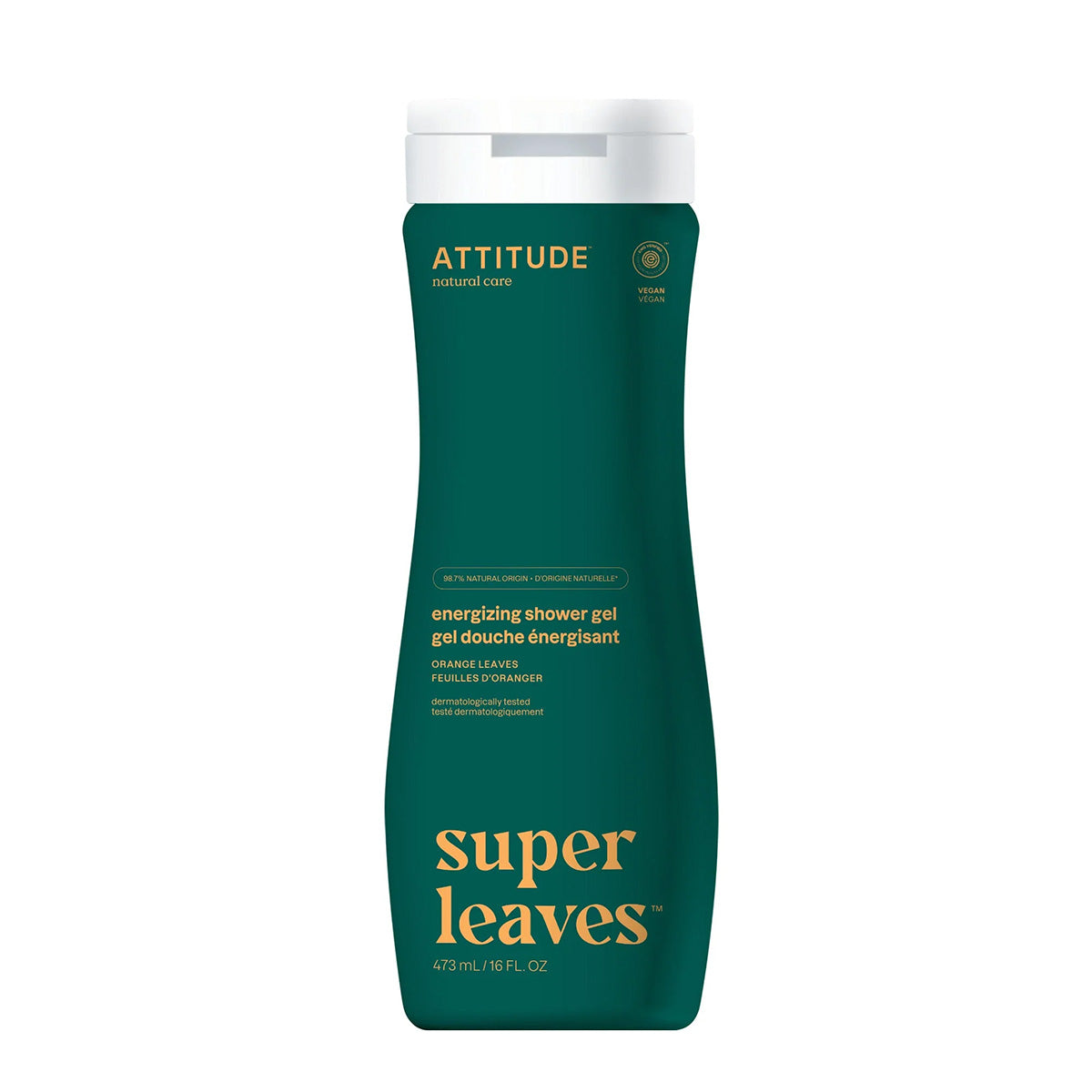 Gel de ducha energizante Super Leaves - Hojas de naranja, Attitude, 473 ml