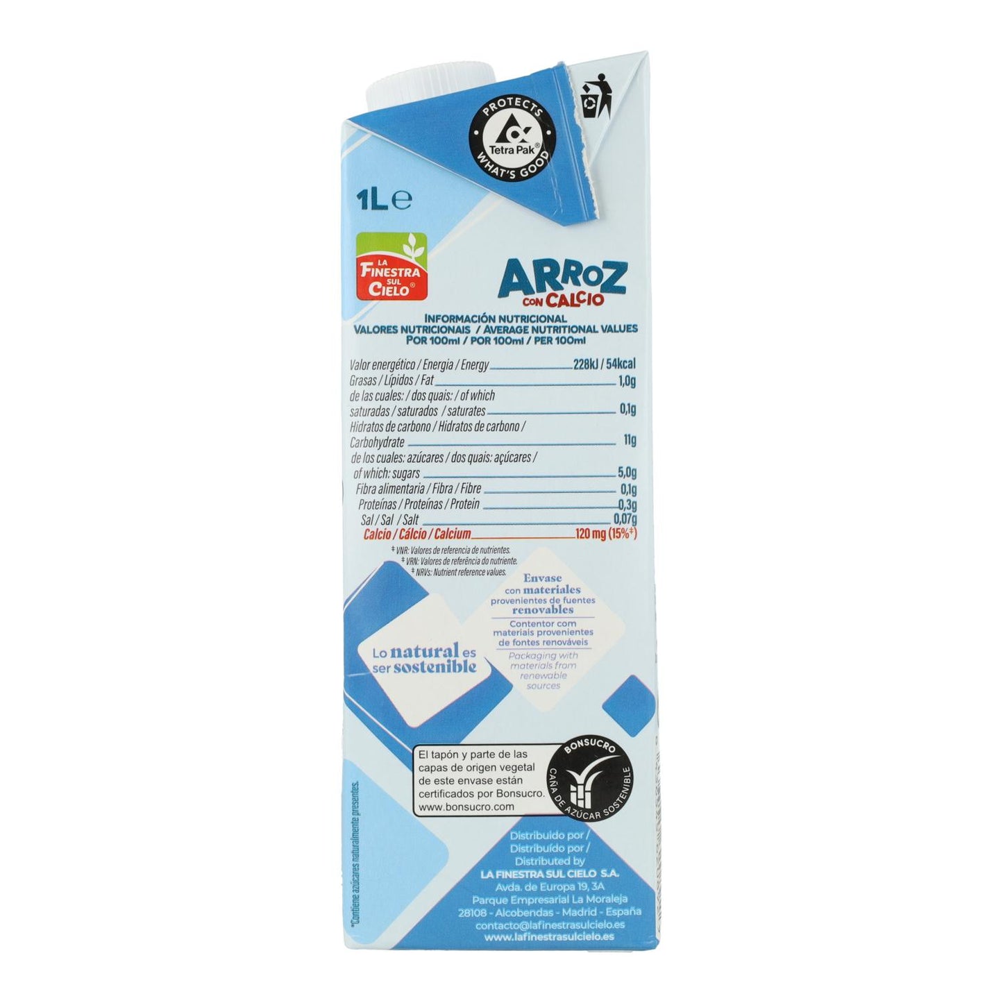 Pack 6 x Bebida de Arroz con Calcio La Finestra Sul Cielo 1 L