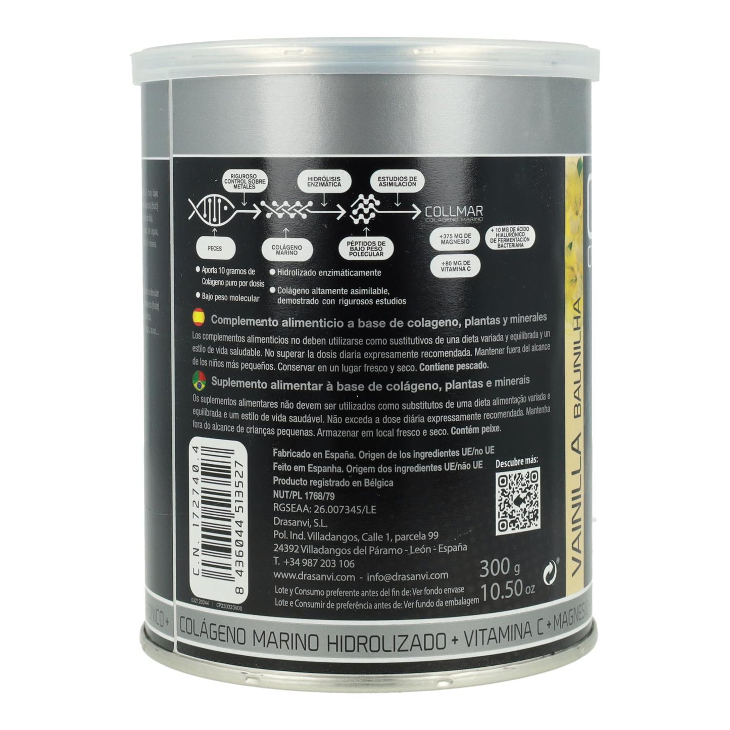 Collmar colágeno marino con magnesio sabor vainilla Drasanvi, 300 g