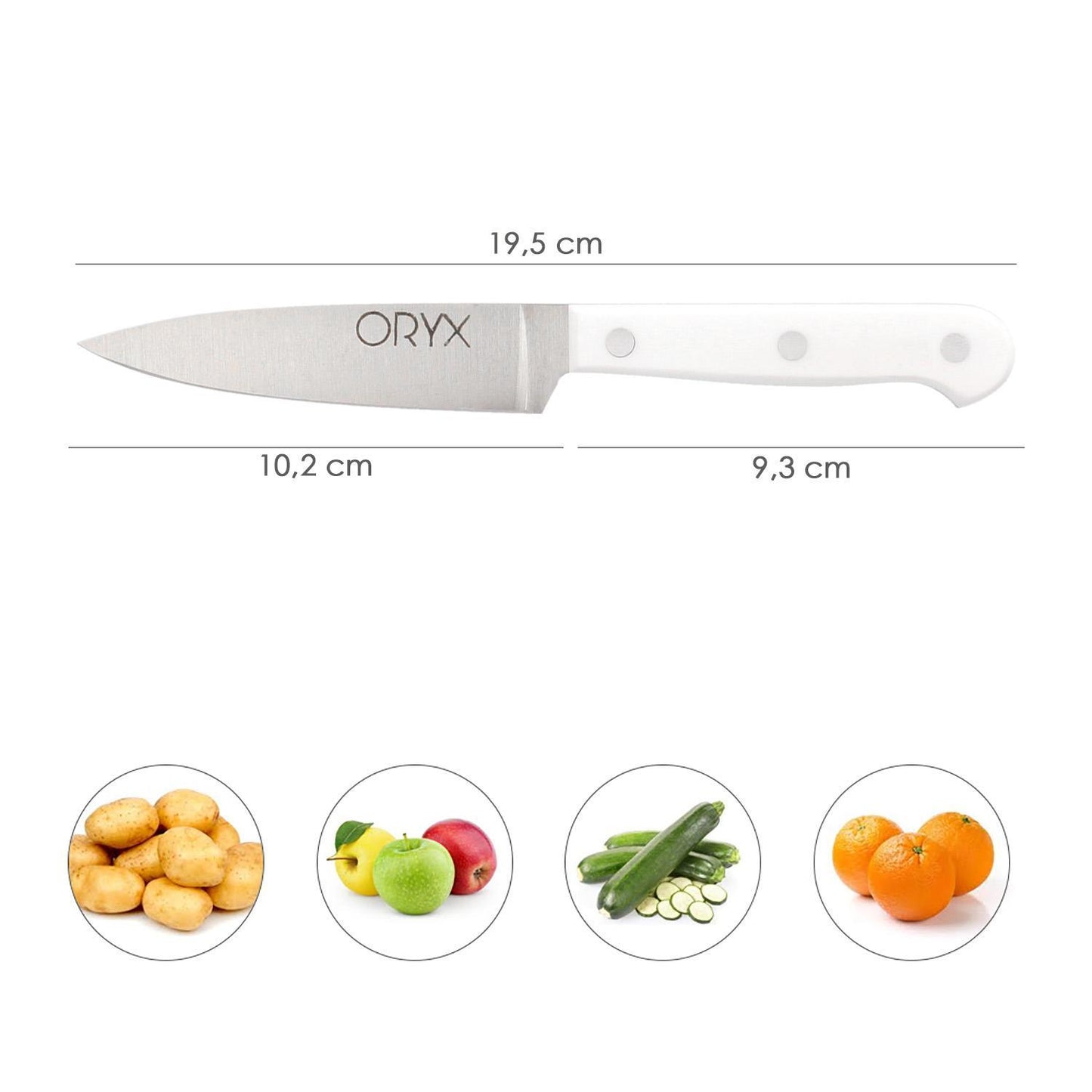 Cuchillo Husky Pelador 11 Cm. Hoja Acero Inoxidable, Cuchillo Verduras, Cuchillo Cortar Verduras Mango Ergonomico Blanco