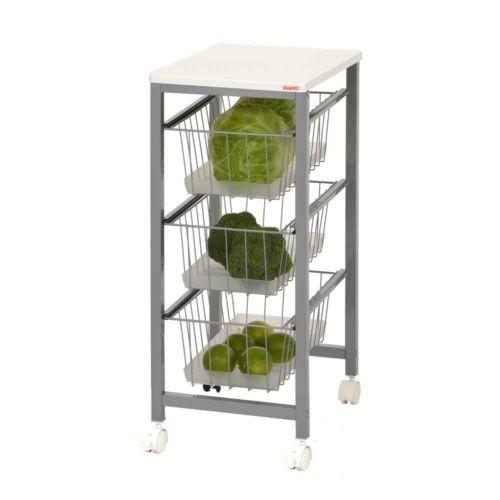 Verdulero 3 cestas color madera blanca Duett