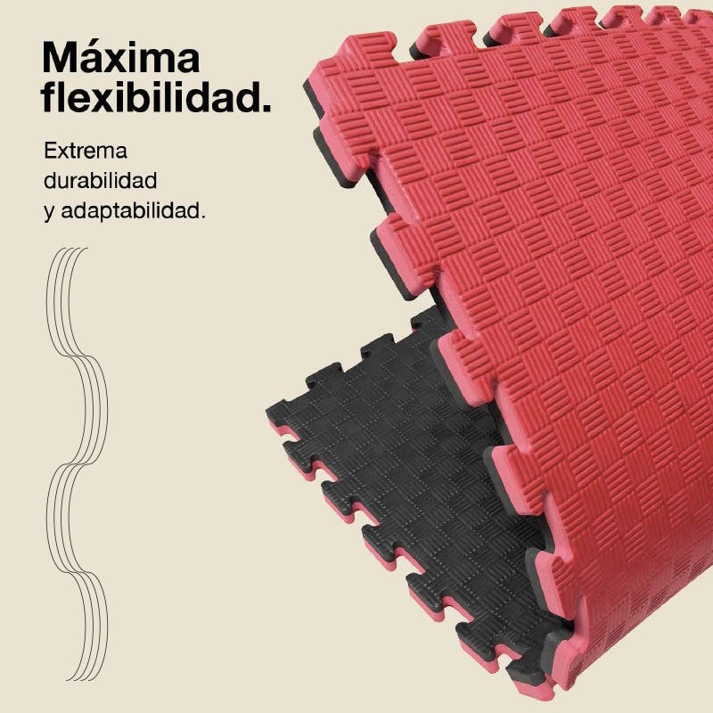 Tatami Puzzle 2,5cm 100x100cm – Alta Densidad Negro/rojo Jowy_5