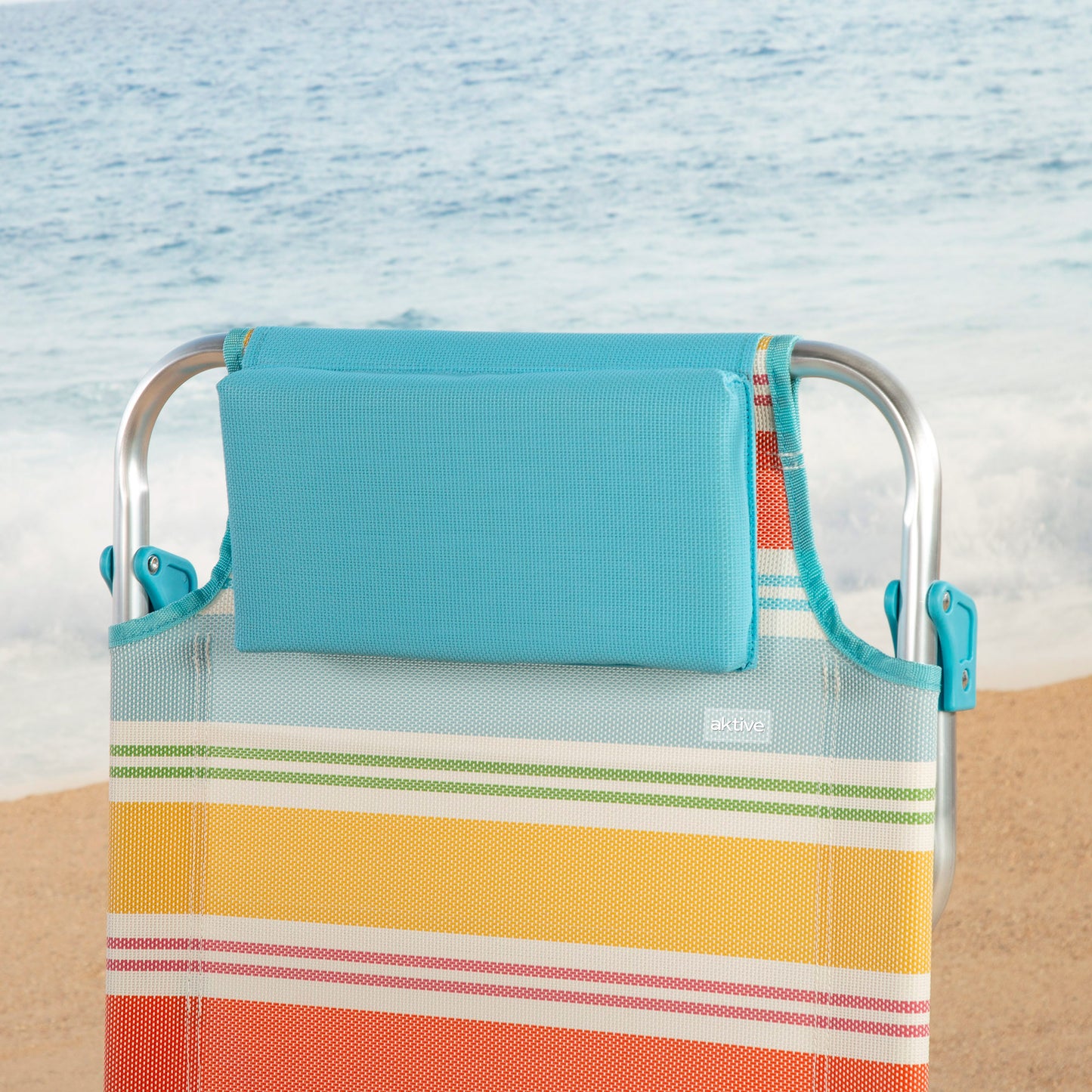 Aktive Pack 2 Sillas De Playa Plegables Rayas Multicolor 7 Posiciones, Estructura De Aluminio Y Cojín_5