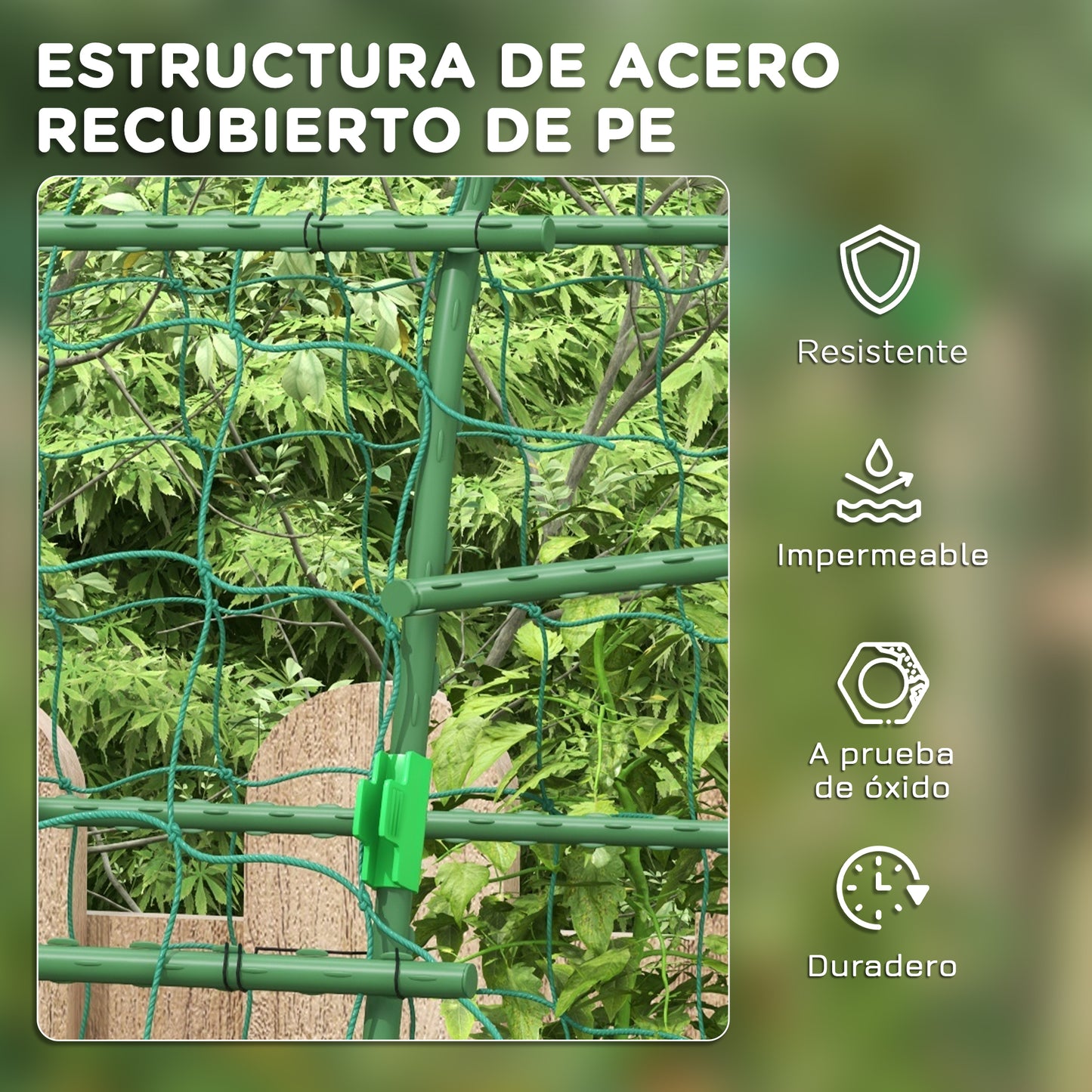 Outsunny Enrejado De Pepino 206 Cm Para Plantas Trepadoras Al Aire Libre Verde_5