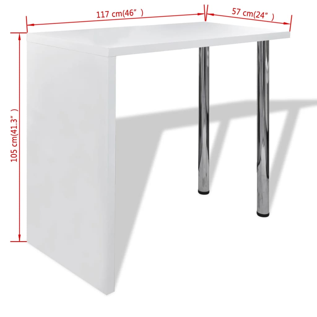 Mesa Alta De Cocina Con 2 Patas De Acero Mdf Blanco Brillo_3
