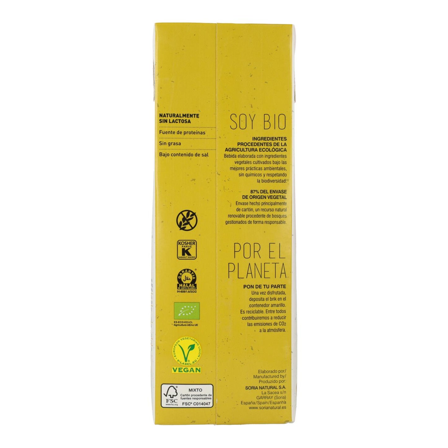 Pack 12 x Bebida vegetal de alpiste 100% vegetal Soria Natural 1L