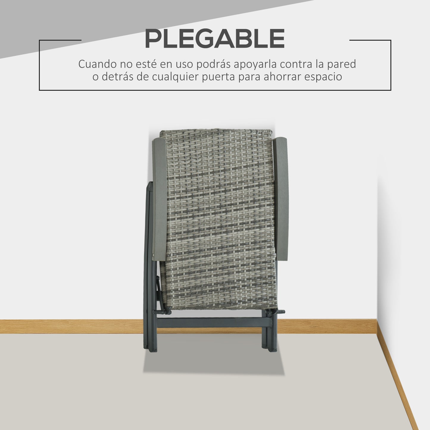 Outsunny Set 4 Sillas Plegable De Ratán Con 5 Posiciones Reclinable 59x68x107cm_5