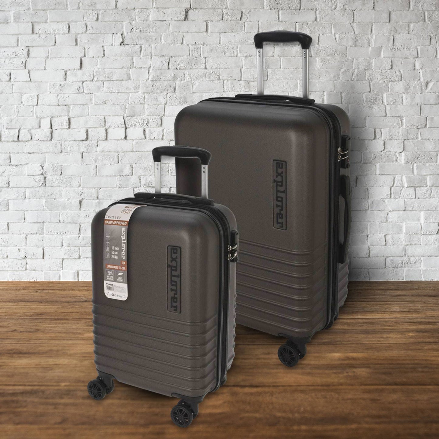 Well Home Juego De 2 Maletas Abs Trolley De 18'' Y 22'' Color Gris_2