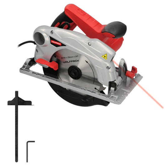 Sierra Circular 1300 Watt. Con Laser Disco 185 Mm. 4.700 Rpm Corte Inglete Regulador De Profundidad. Ingletadora, Sierra Madera