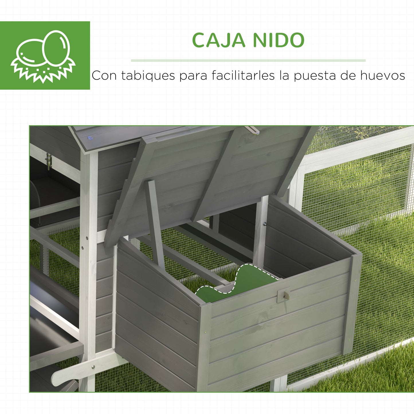 Pawhut Gallinero Grande De Madera 310,5x149,5x149 Cm Para 4-6 Gallinas Gris_5