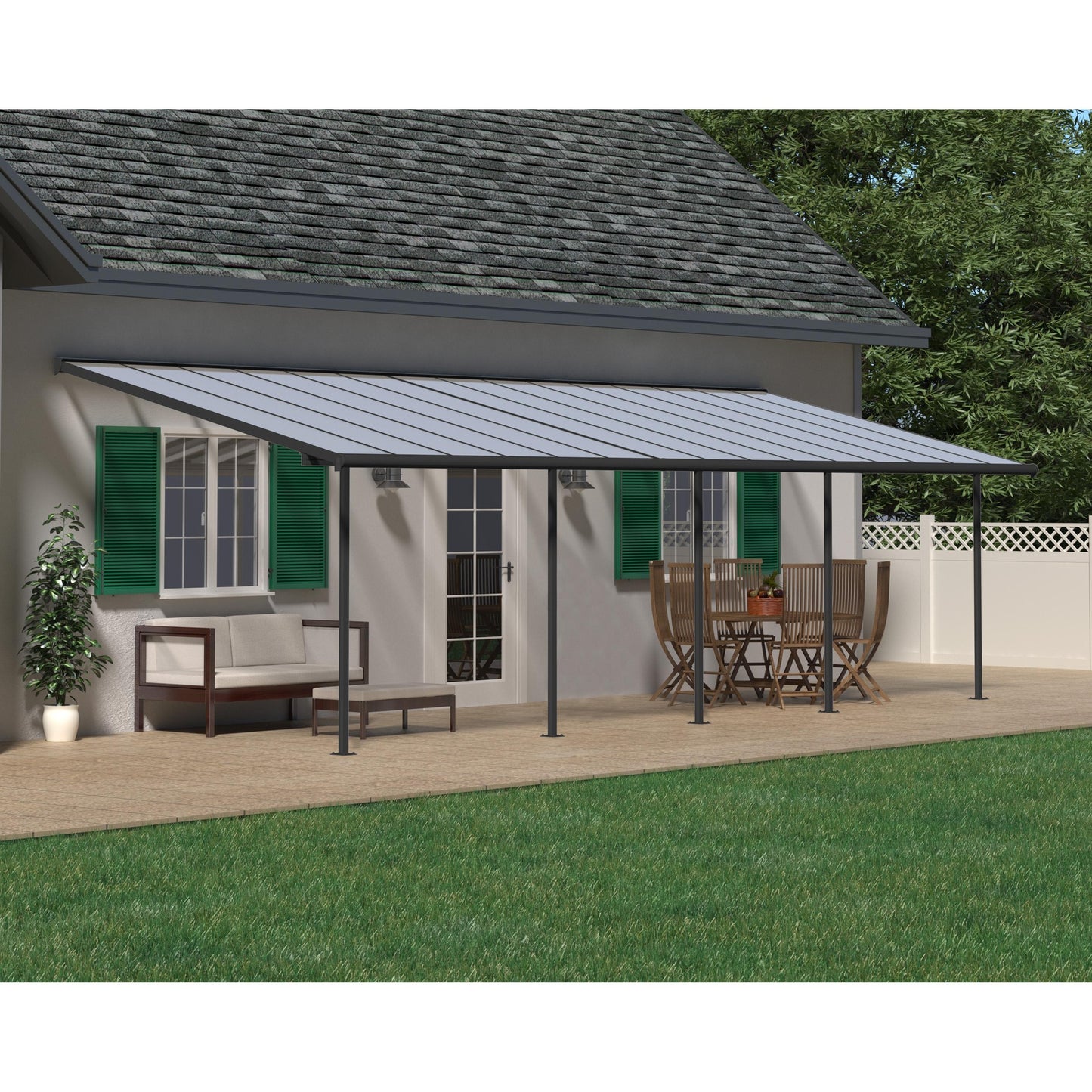 Pérgola adosada Sierra 299x924 cm gris