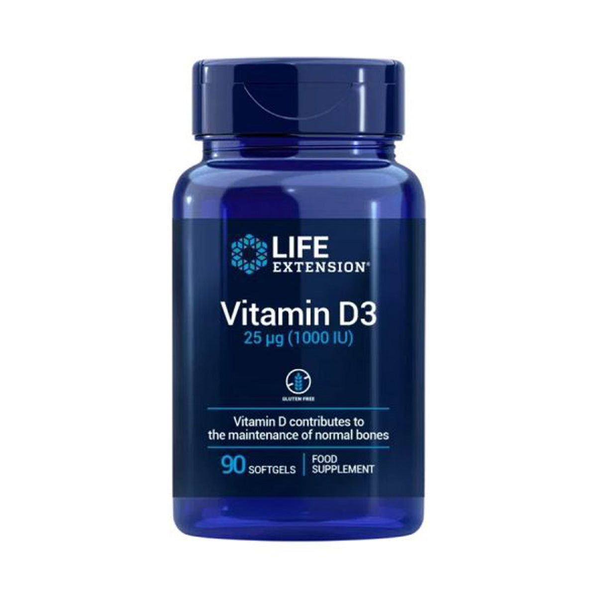 Vitamin D3 25 mcg (1000 IU), Life Extension 90 perlas