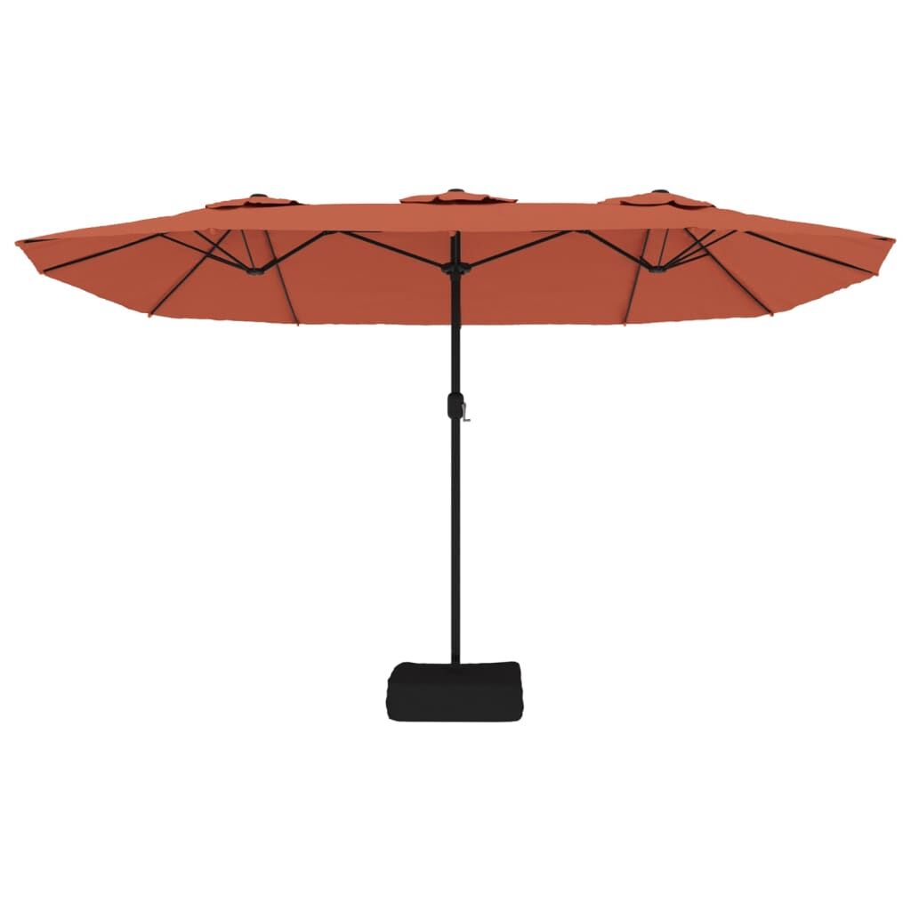 Vidaxl Sombrilla Doble De Jardín Con Luces Led Terracota 449x265 Cm_4