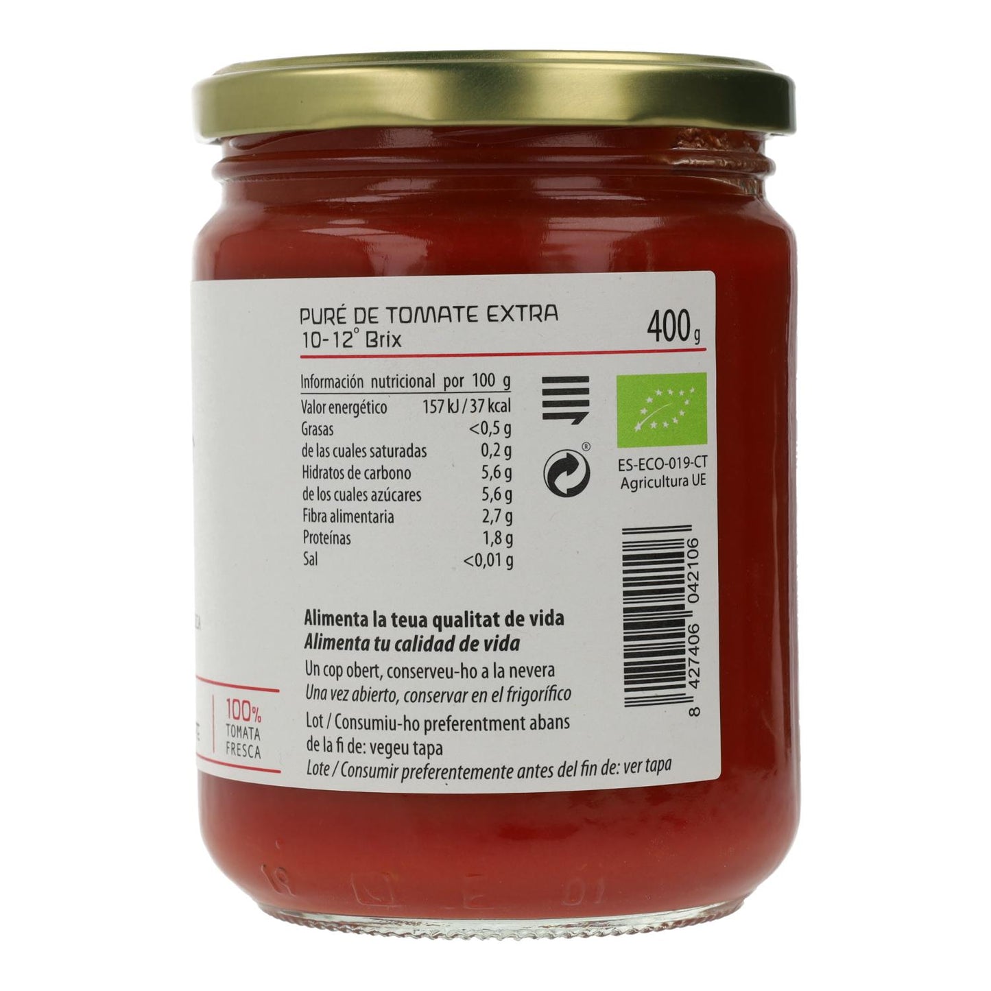 Puré tomate ECO Cal Valls, 400 g