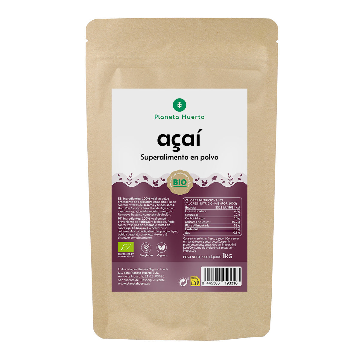 Açaí en polvo ECO Planeta Huerto 1 kg