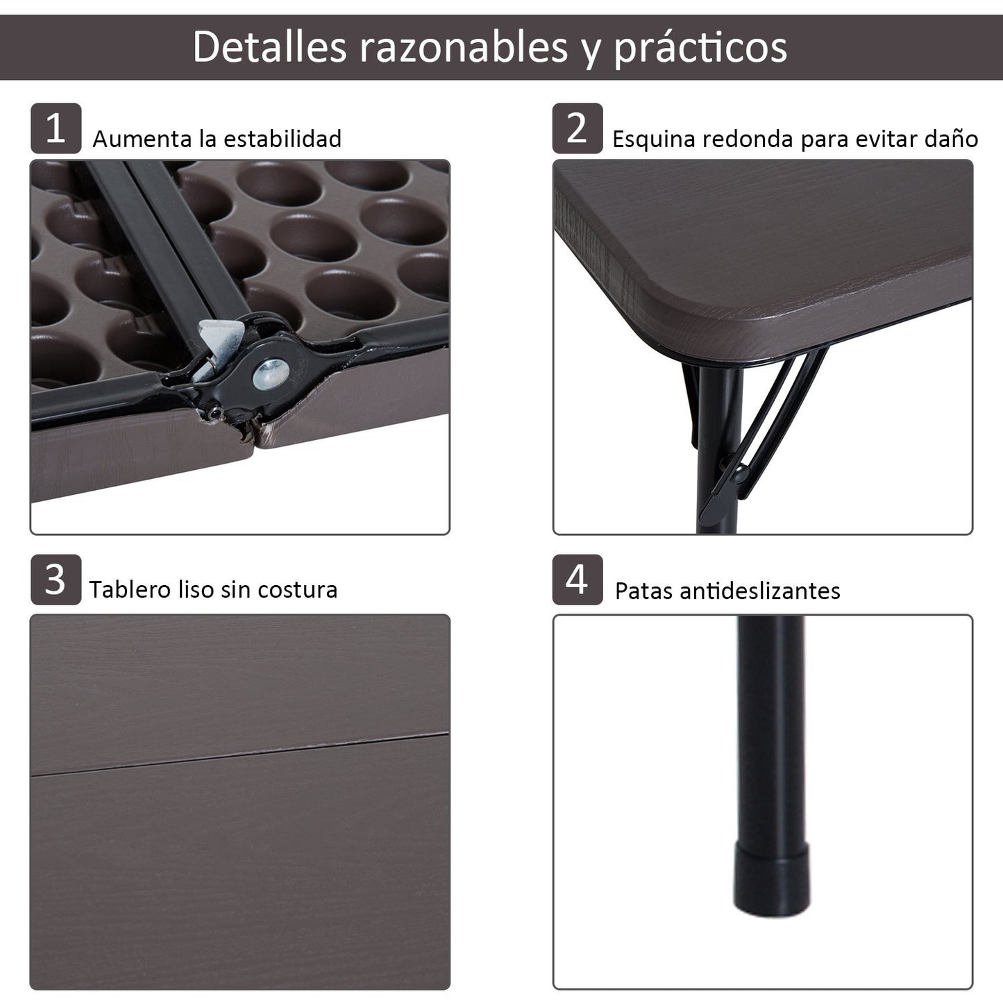 Outsunny Mesa Plegable Portátil Para Camping Mesa Auxiliar Multiusos Marrón_5