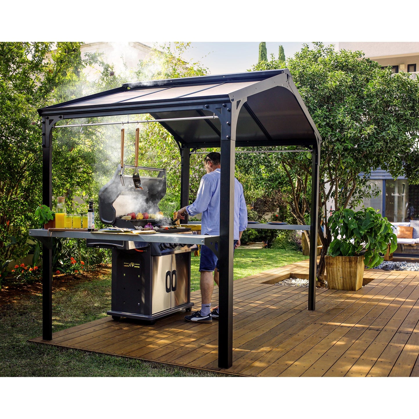 Gazebo cobertor sombreado barbacoas Austin Cenador de Aluminio 180x224 cm