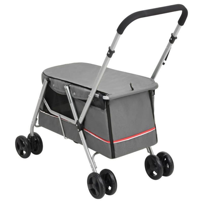 Vidaxl Cochecito Para Perros Plegable Tela Lino Gris 100x49x96 Cm_5