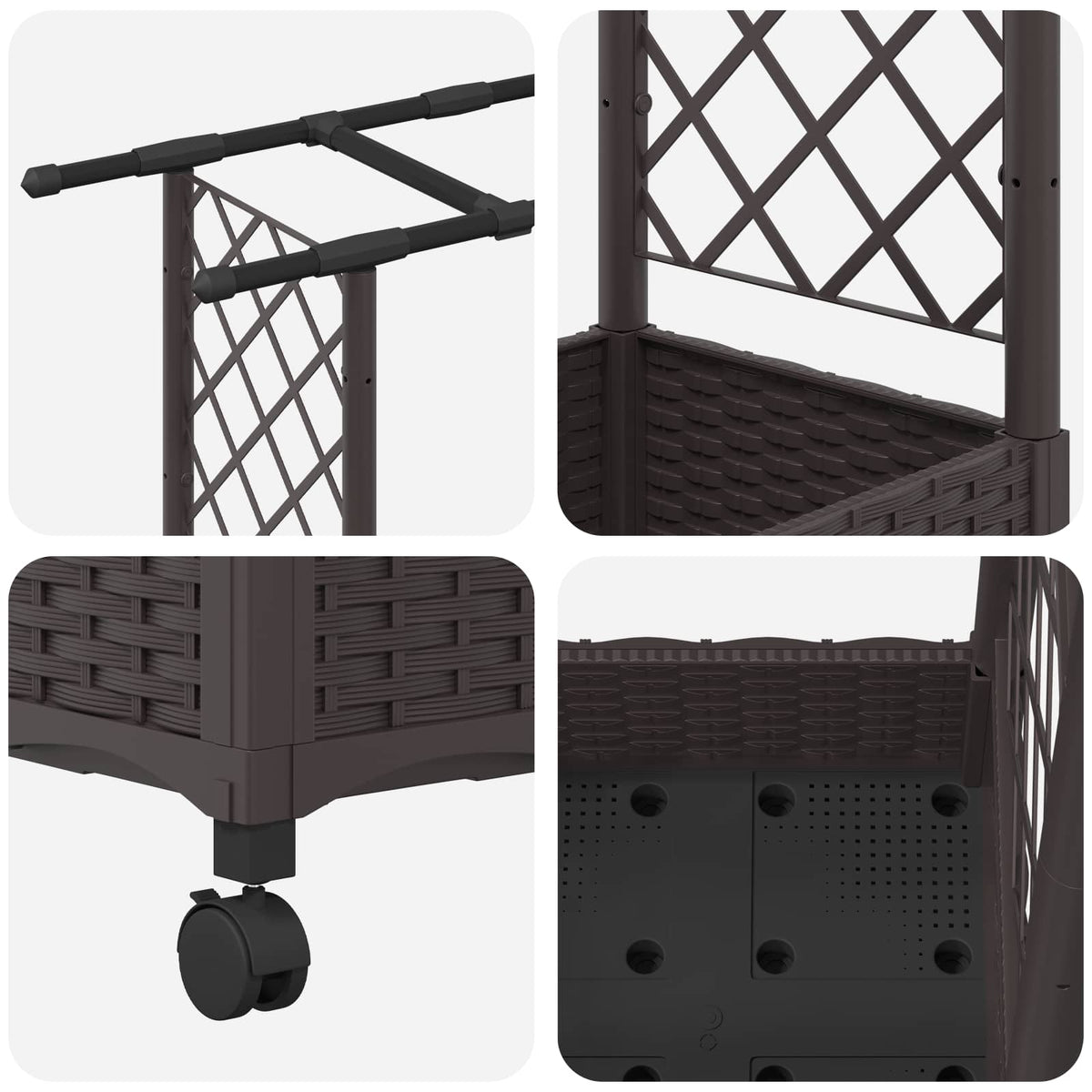 Cama Elevada Con Trellis Y Techo Marrón 164 X 40 X 127 Cm Pp_5