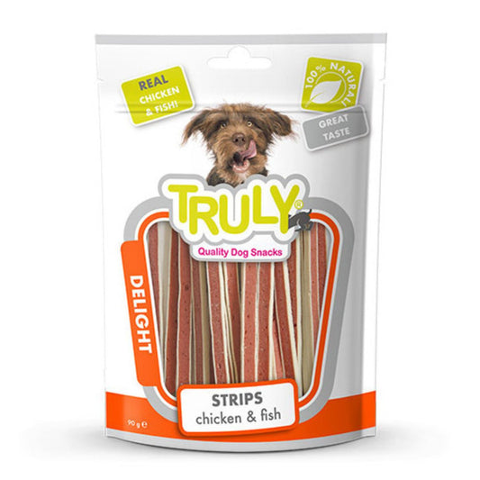 Snack Para Perro Barritas De Pollo Y Pescado Truly 15 Boslas X 90 Gr