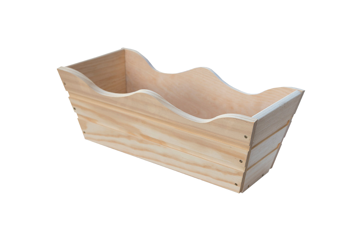Jardinera De Balcon Ondulada De Madera Natural De 50 X 20 X 19,5 Cm 11l + Bolsa Geotextil