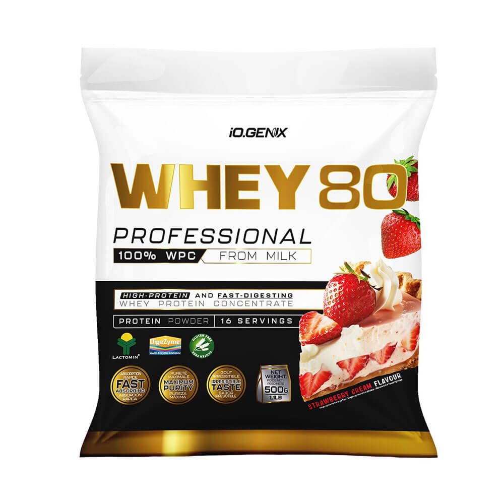 Whey 80 Profesional - 500g - Nata Y Fresa - Proteina De Suero Whey - Io.genix_0