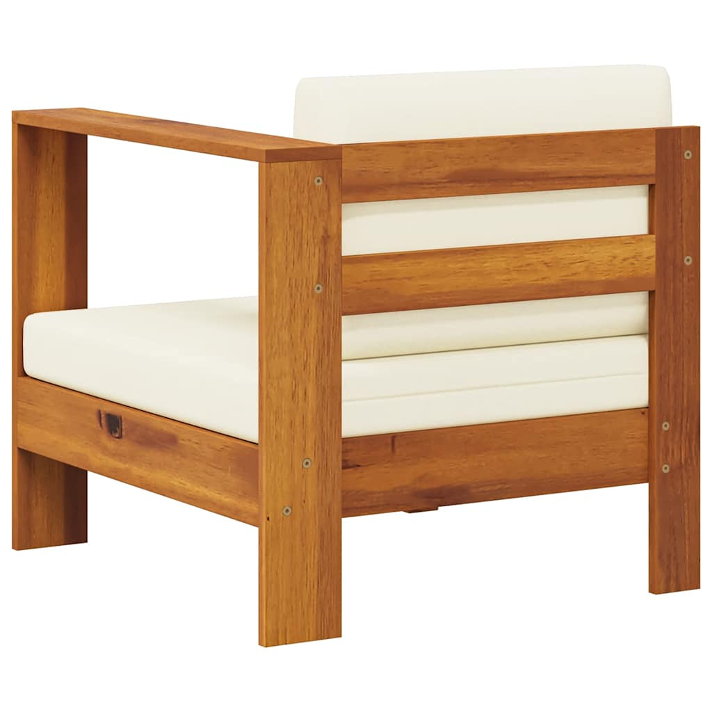 Vidaxl Sofá Central Con 1 Reposabrazos Madera De Acacia Blanca Crema_4