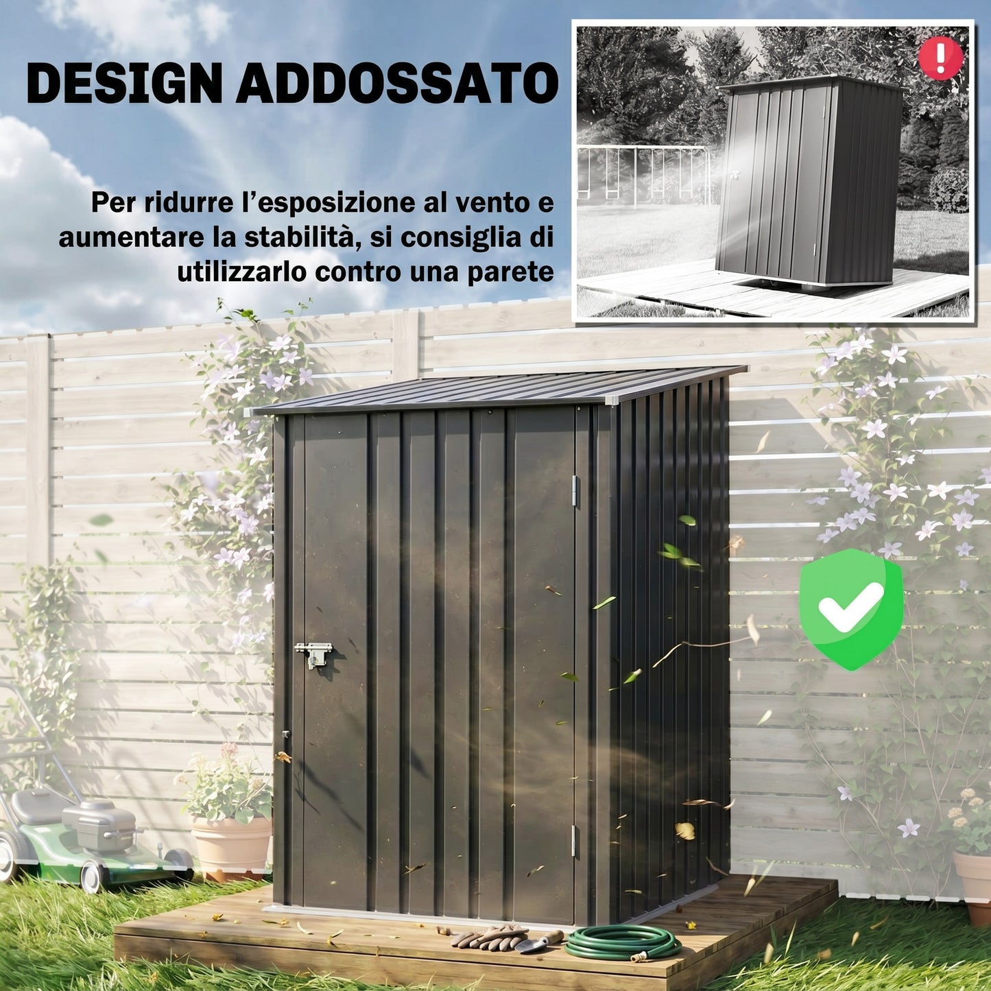 Outsunny Cobertizo De Jardín De Exterior 0,92 M² 100x103x160 Cm Gris Oscuro_5