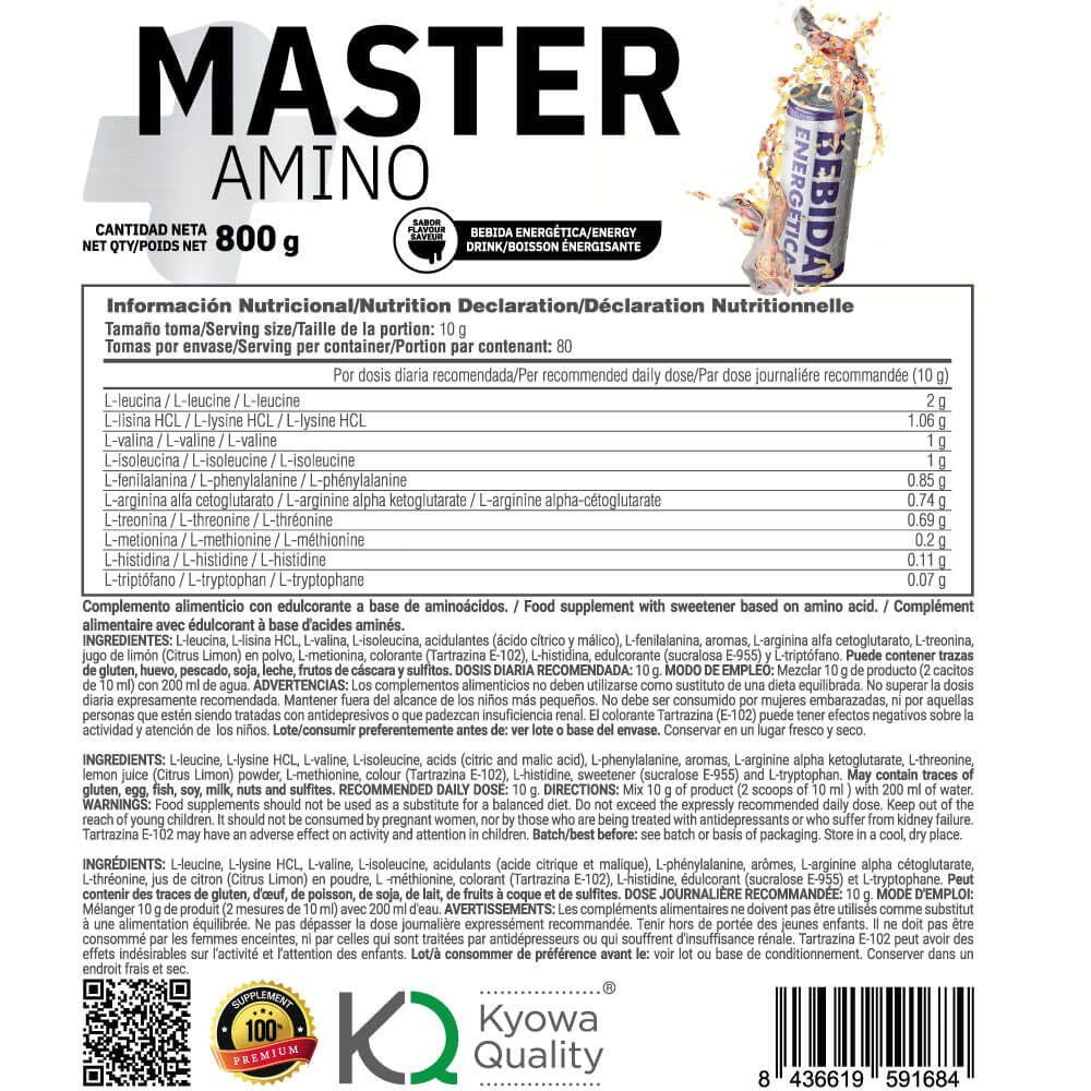 Master Amino - 800g - Bebida Energetica - Aumenta La Masa Muscular - Masmusculo_5