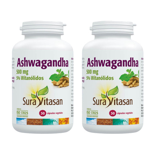 Pack 2x Ashwagandha, Sura Vitasan, 30 cápsulas