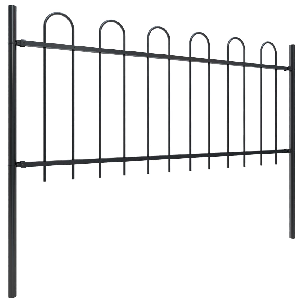 Valla De Jardín Con Puntas De Aro Acero Negro 10,2x0,8 M / Vetonek_4