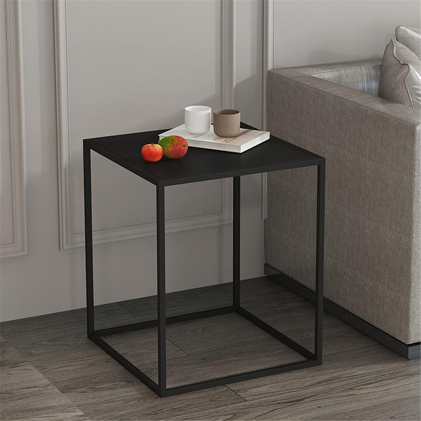 Well Home Juego De 2 Mesas Formato Cuadrado En Metal Color Negro