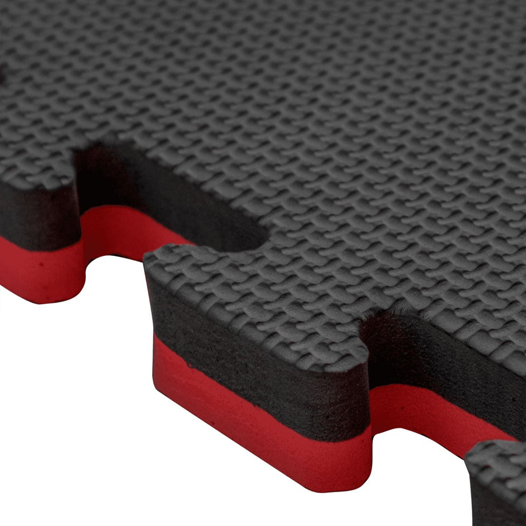 Tatami Puzzle 2,5cm 100x100cm, Pack 4 Unidades – Superficie T Negro/rojo