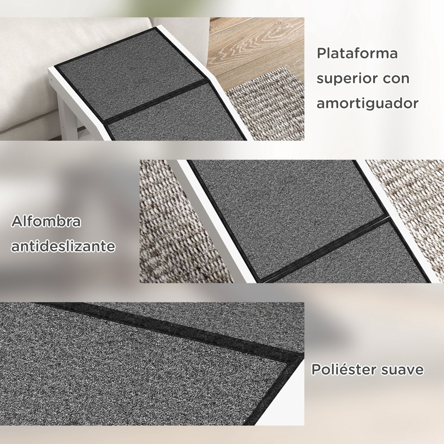Pawhut Rampa Para Perros De Madera Con Alfombra Antideslizante 152x40x50 Cm_5