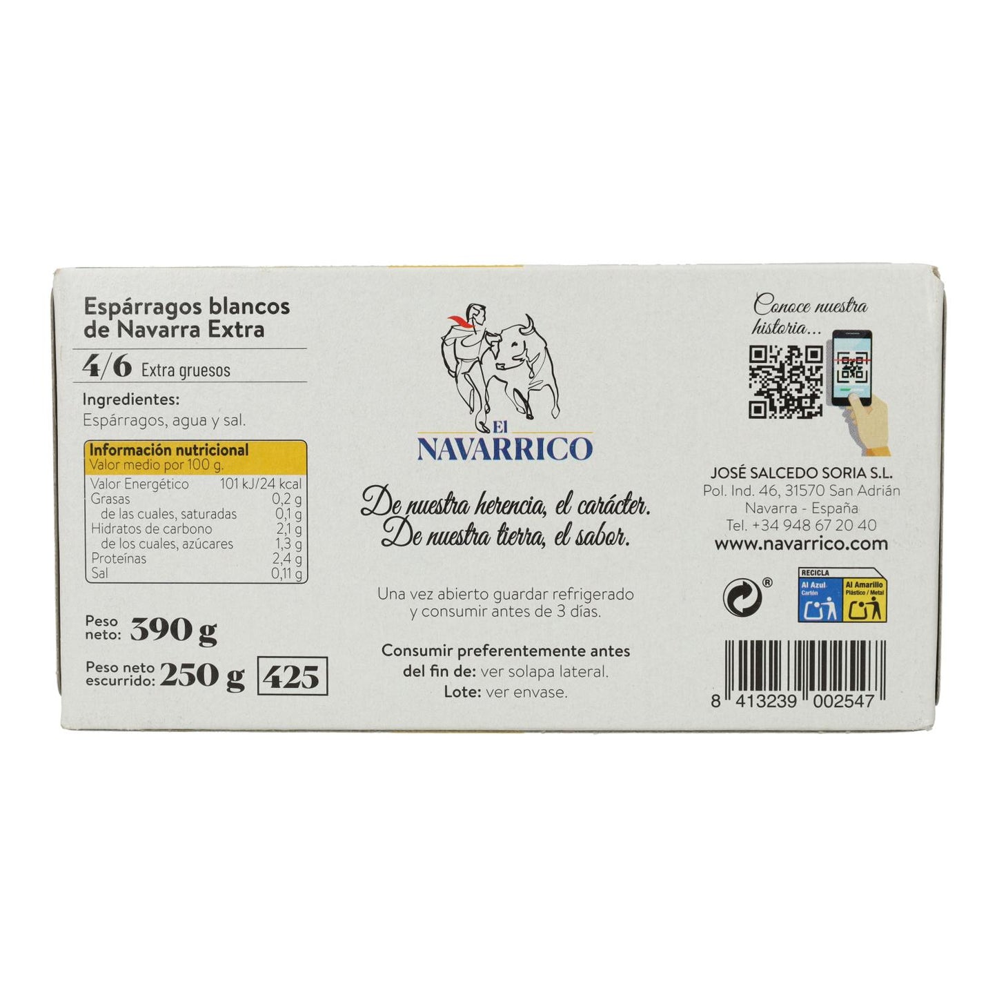Espárragos Cojonudos El Navarrico 4/6 FR D.O Lata 425 ml