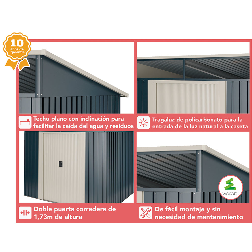 Caseta Metal Wasabi Stark 4,6m2 - 10 Años De Garantía - 194x239x203cm. Cobertizo Jardin_4