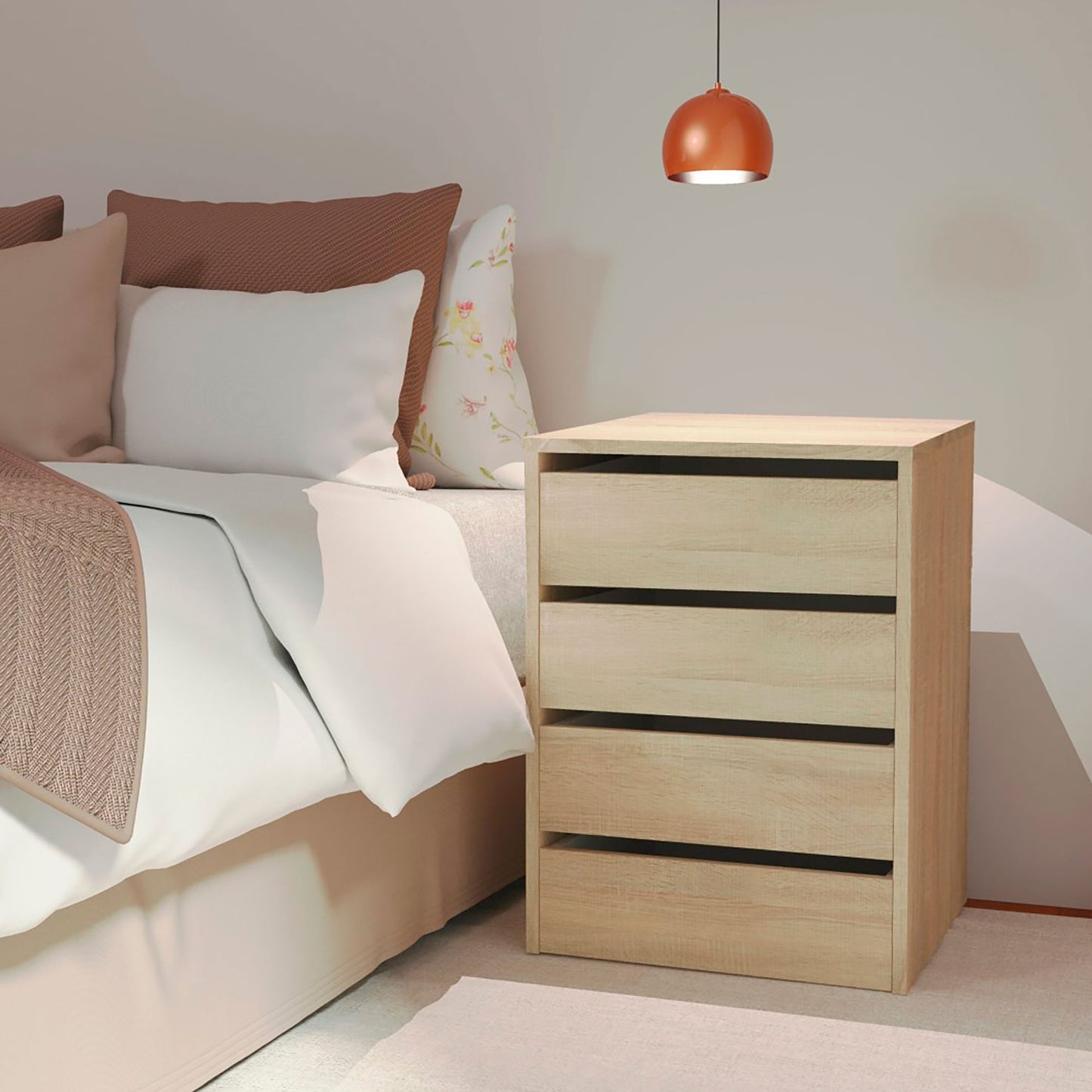 Cajonera Armario 4 Cajones, Cómoda Dormitorio 63,5x46x45 Cm (alto X Ancho X Profundo) Sinfonier, Briebe, Nova, Madera