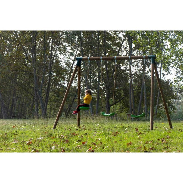 Columpio Doble De Madera Redonda Masgames Kibo Xl Plus.