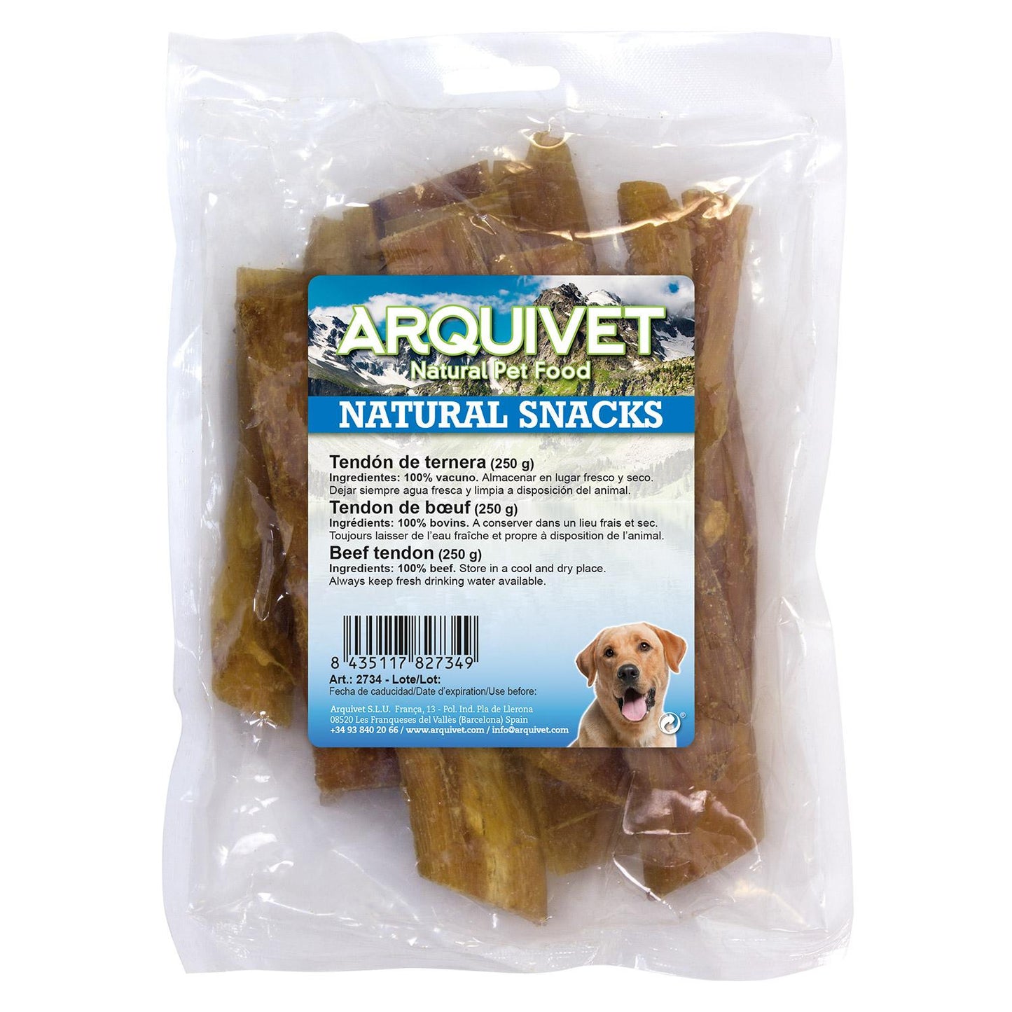 Snack natural para perros  Tendón de Ternera Arquivet  250 g