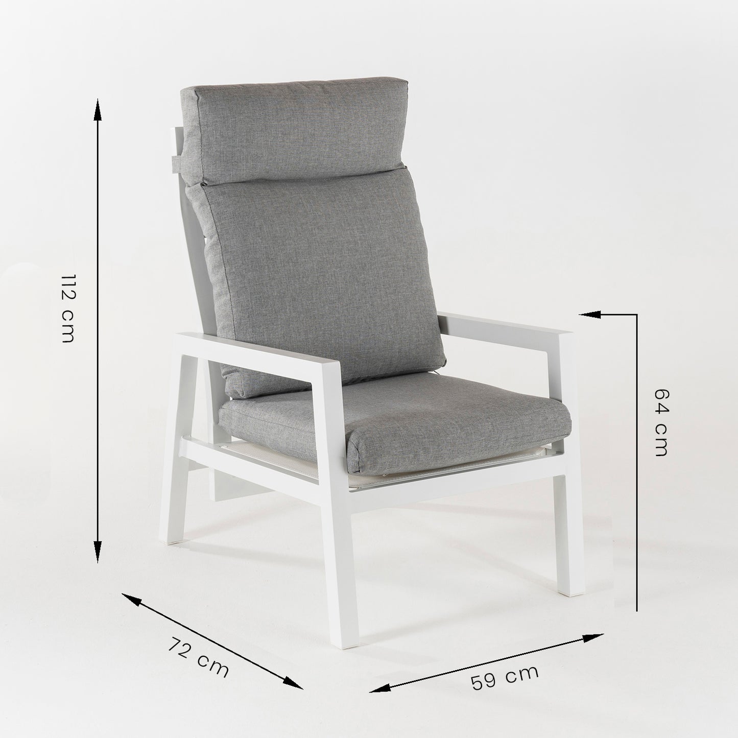 Pack 2 Sillones De Jardín Reclinable Con Sistema Hidráulico, Aluminio Reforzado Color Blanco, Altura Sillón 112 Cm_4