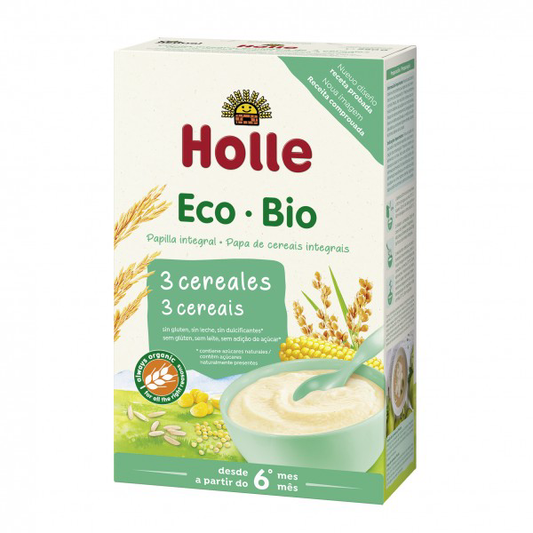 Papilla 3 cereales sin gluten +6 meses Holle 250 g